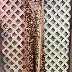Belle by Kim Gravel Regular Slub Knit Maxi Tank Dress Pockets Blush Animal XXS